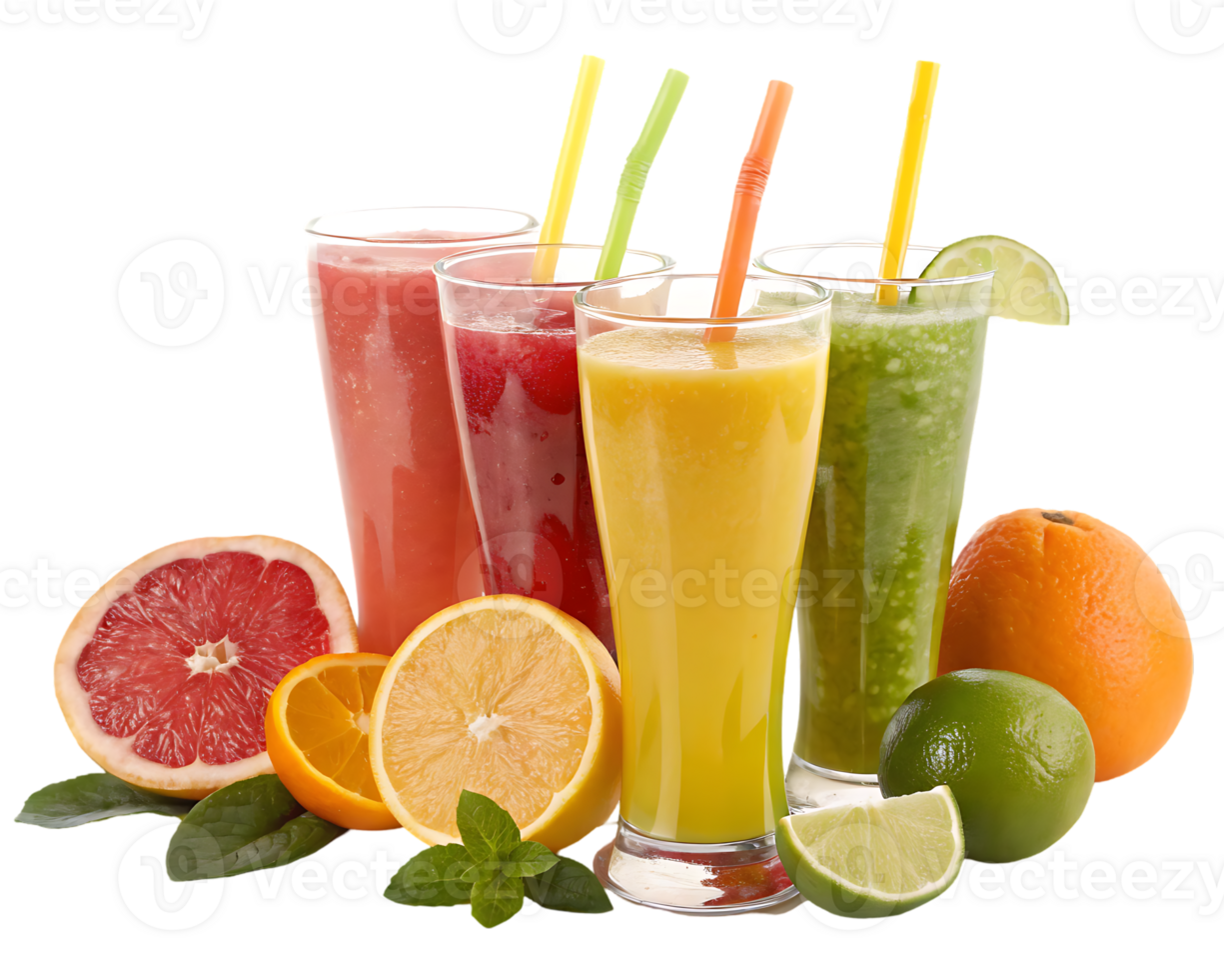 Assortment of delicious and refreshing fruit smoothies. png