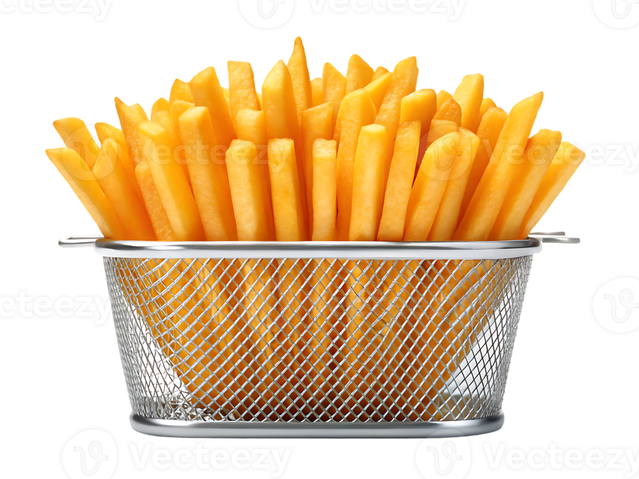 Golden french fries in a metal basket png
