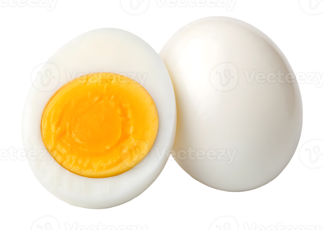 Hard boiled egg, cut in half, showing yolk. png
