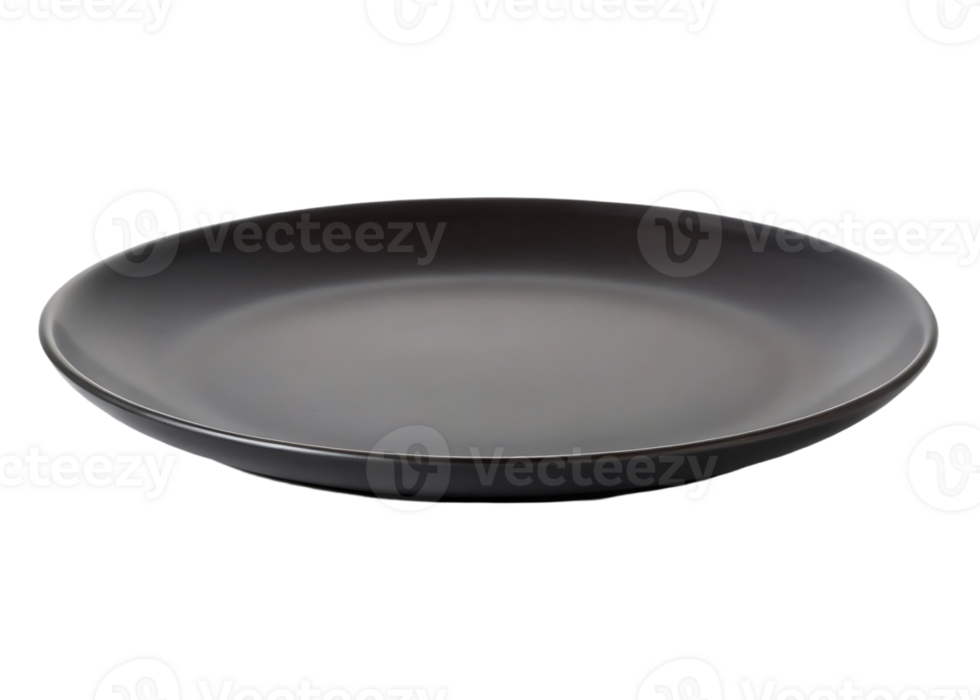 Dark gray ceramic plate, isolated on white background. png
