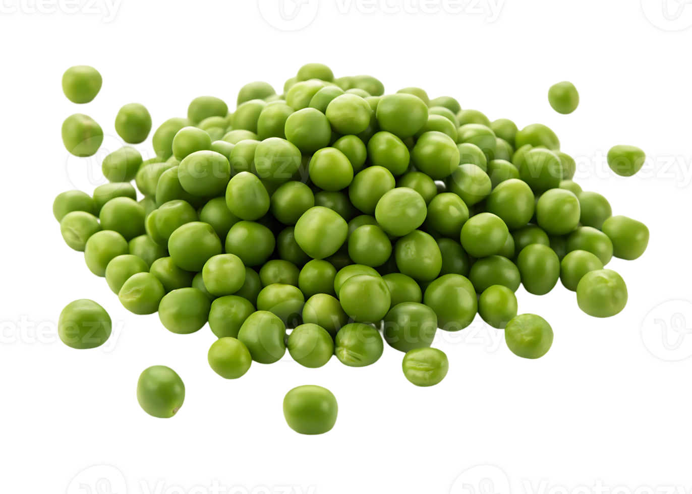 Fresh green peas pile isolated on white background png