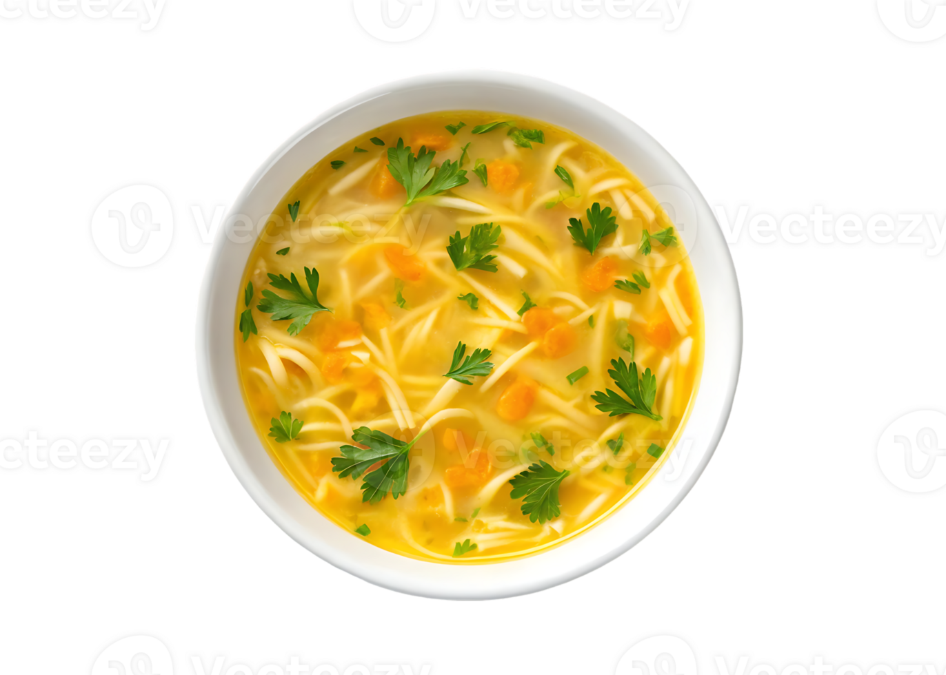 Delicious and comforting chicken noodle soup in a bowl. png