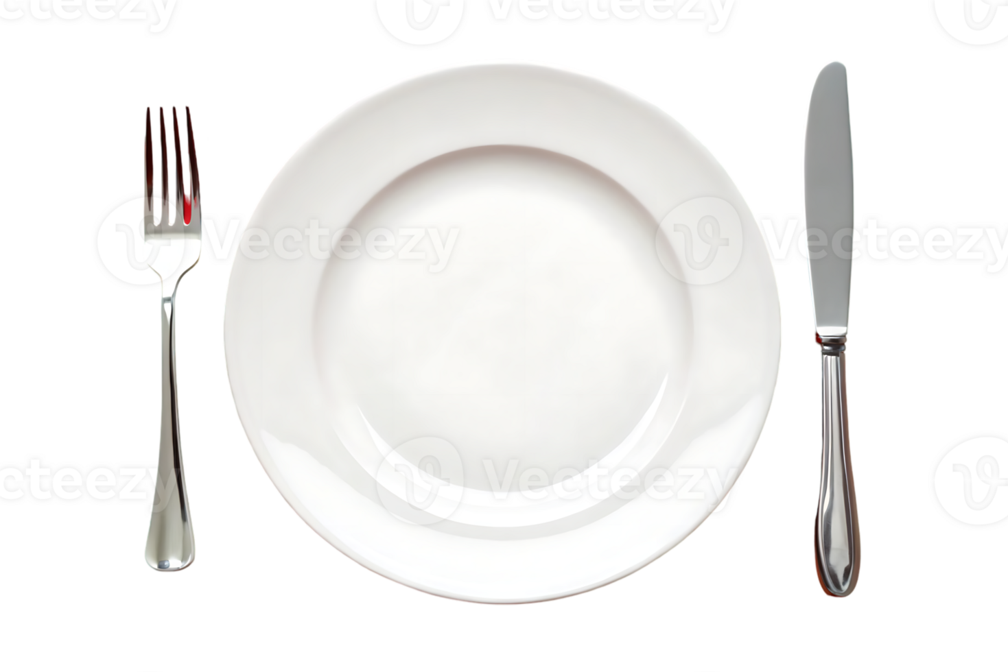 Empty plate with fork and knife png