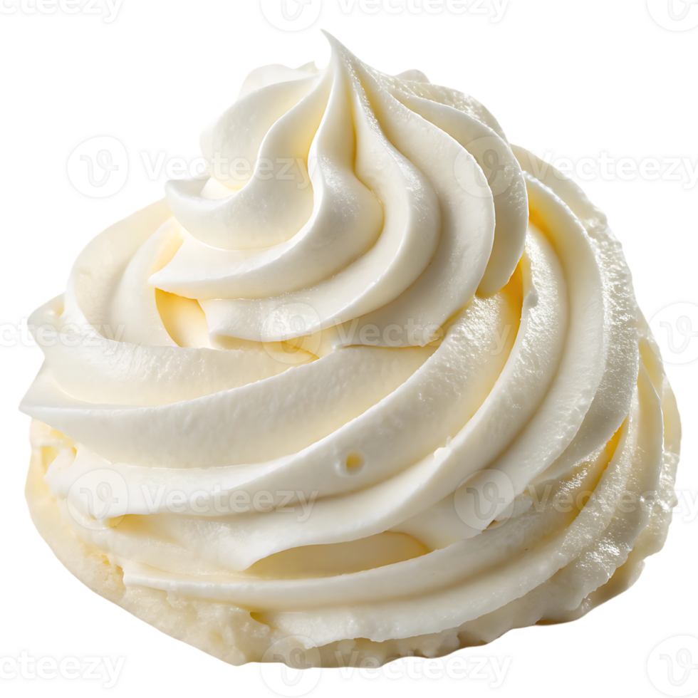 Close up of a delicious swirl of creamy frosting. png