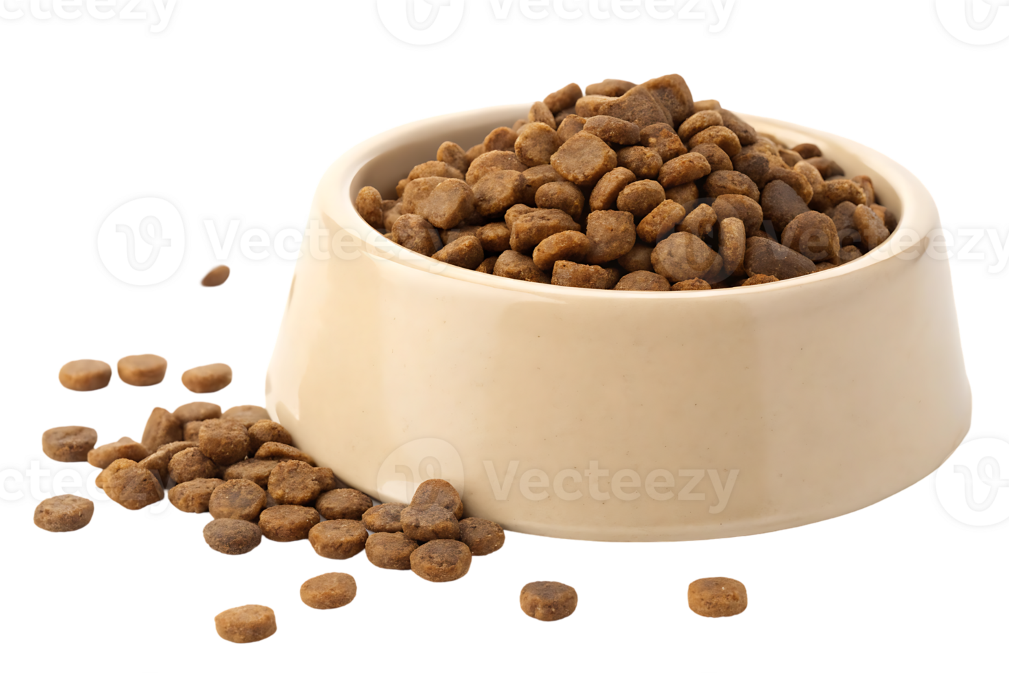 Bowl of dry pet or Dogs food kibble. png