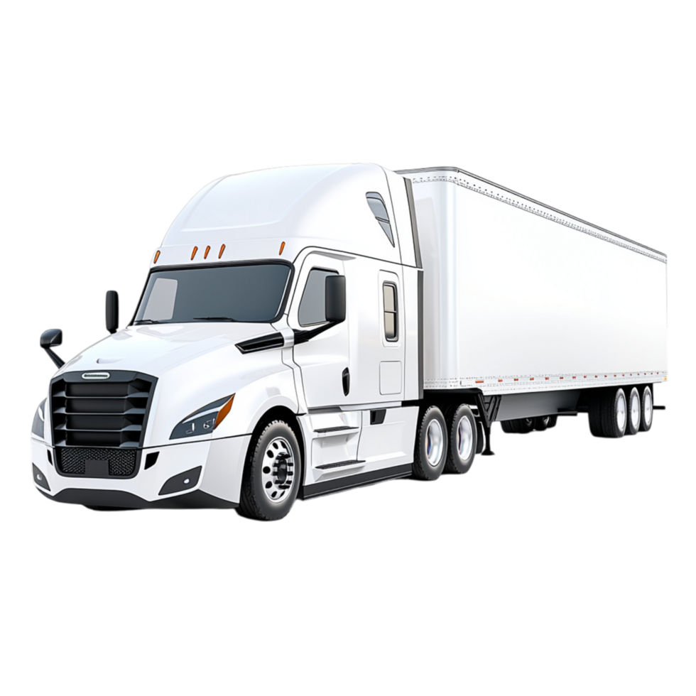 Large white semitruck driving down the road transporting goods efficiently safely ensuring timely deliveries a powerful sleek design. png