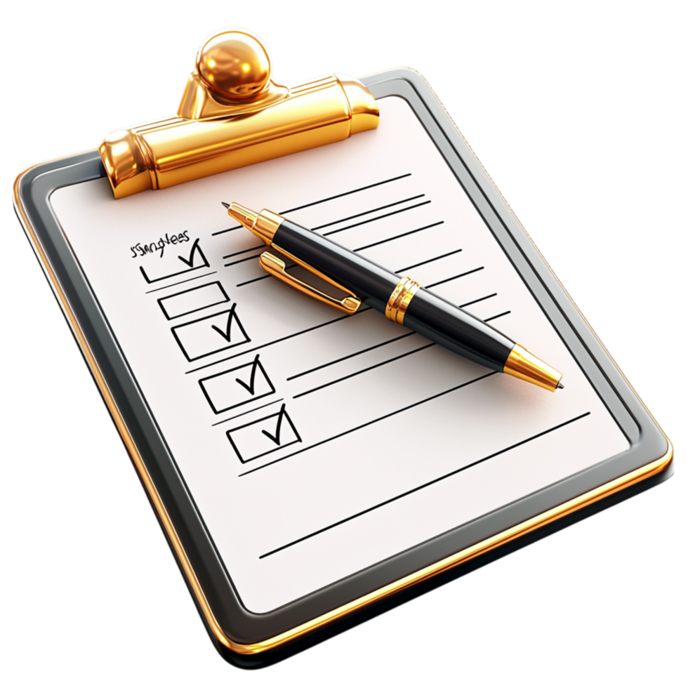 Clipboard a detailed checklist pen placed neatly on top used for organizing tasks managing schedules tracking ily activities. png