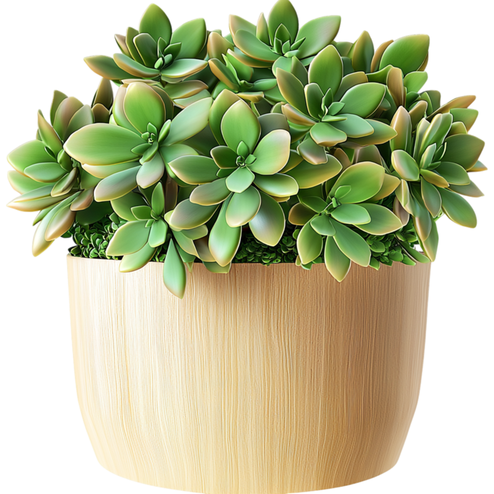 Small potted succulent plant thick green leaves growing beautifully adding a touch of nature freshness elegance to indoor spaces. png