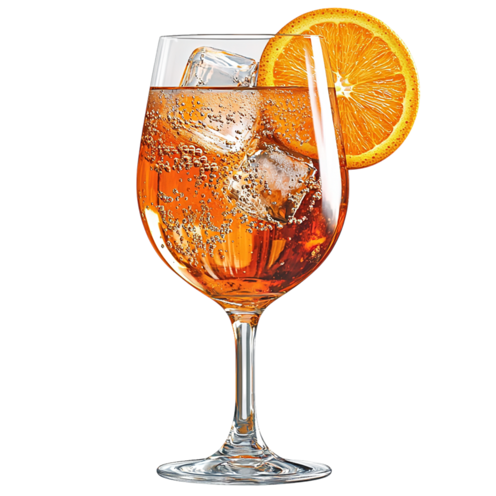 Refreshing glass of orange spritz cocktail ice citrus garnish representing summer relaxation elegance the of fine mixology. png