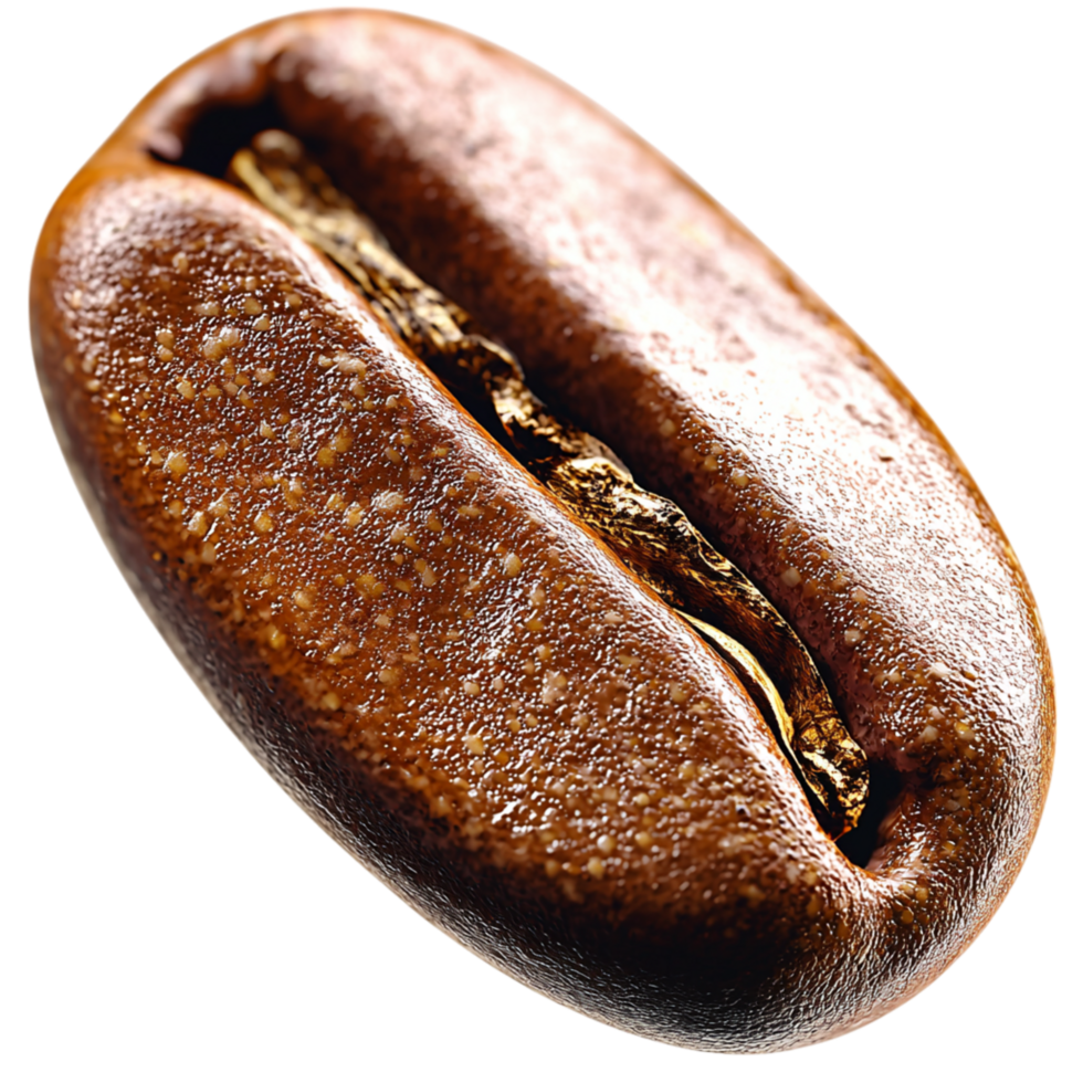 Closeup of a roasted coffee bean rich brown texture deep aroma representing energy feine indulgence the love for coffee culture. png