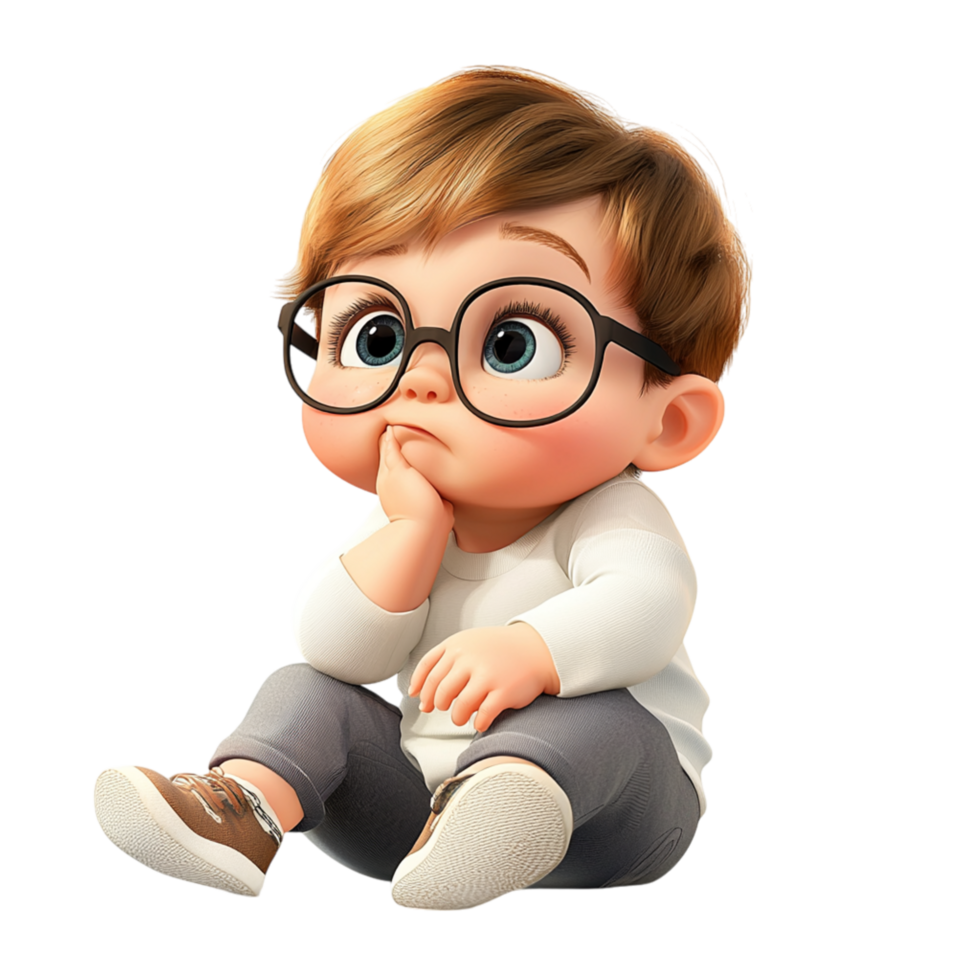 Intelligent young boy glasses sitting confidently representing curiosity knowledge learning the potential of young minds to achieve greatness. png