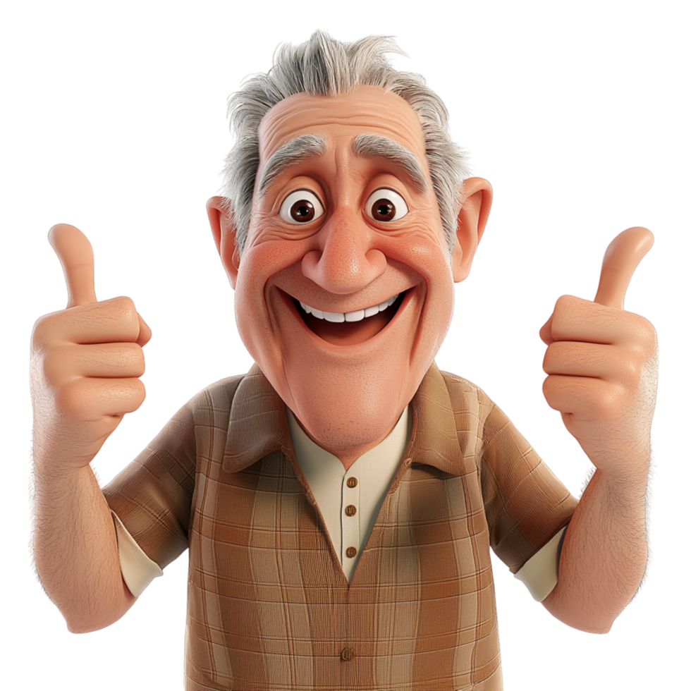 Happy elderly man bright eyes a warm smile giving a thumbsup representing wisdom positivity experience the joy of life. png