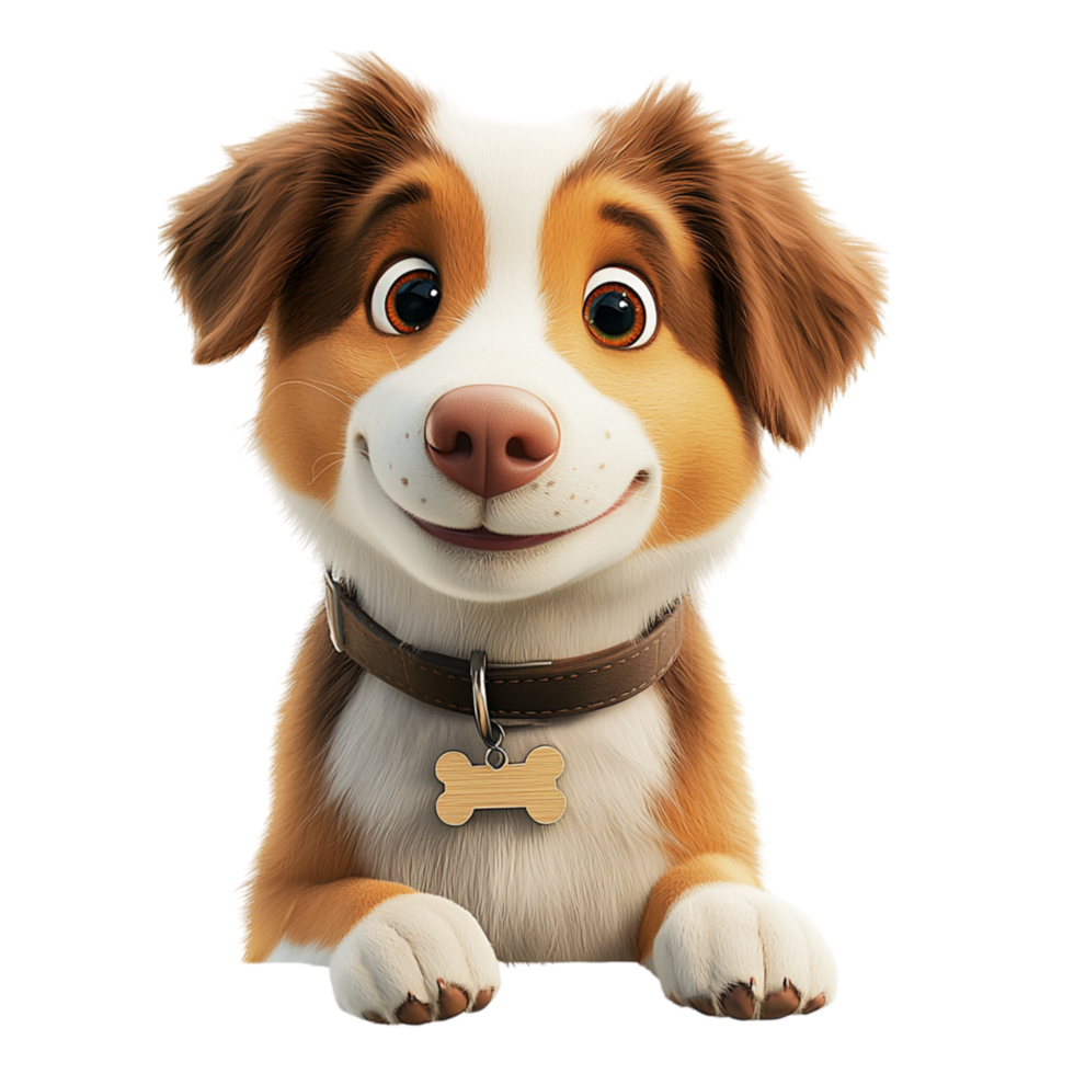 Brownwhite puppy sits happily, playful curious boundless energy. png