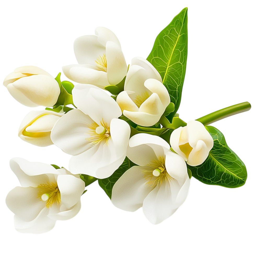 Pristine magnolia blossoms tender petals, exuding fragrance tranquility in serene whites. png