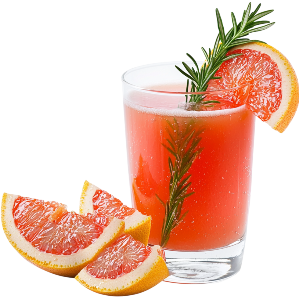 Zesty grapefruit juice garnish rosemary, a vibrant sip of citrus health flavor. png