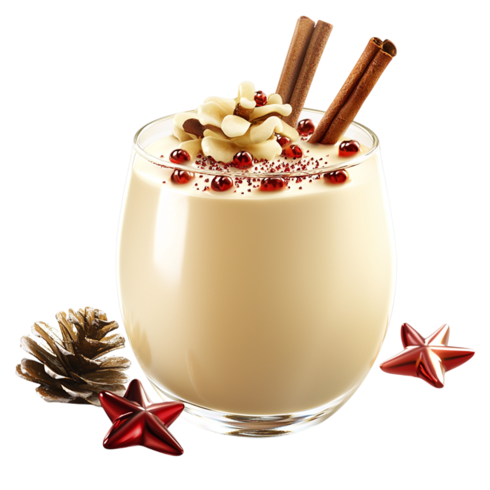 Creamy eggnog cinnamon pine, a festive sip of holiy warmth seasonal delight. png