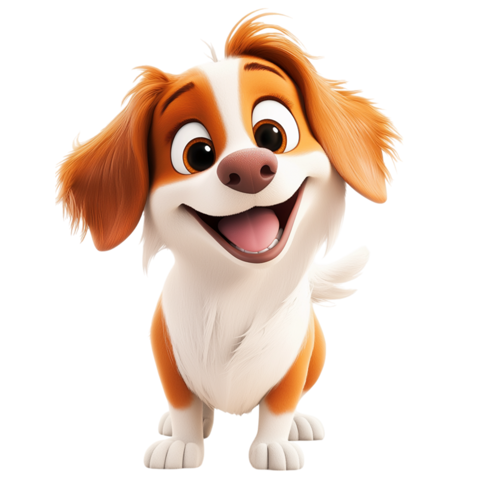 Playful golden retriever pup bright eyes wagging tail, overflowing love energy. png