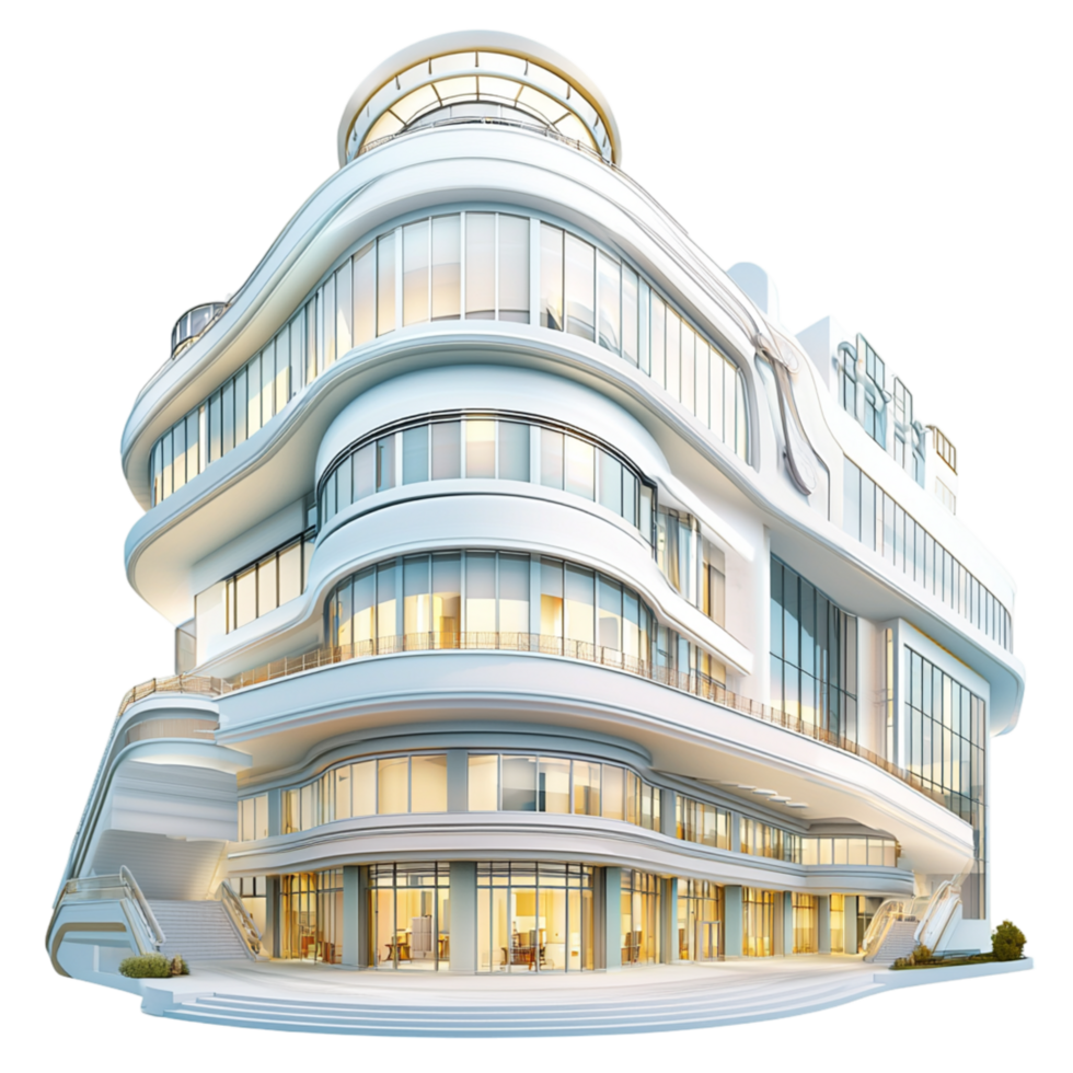 Glass building greenery rises high, fusing innovation, sustainability, urban future dreams. png