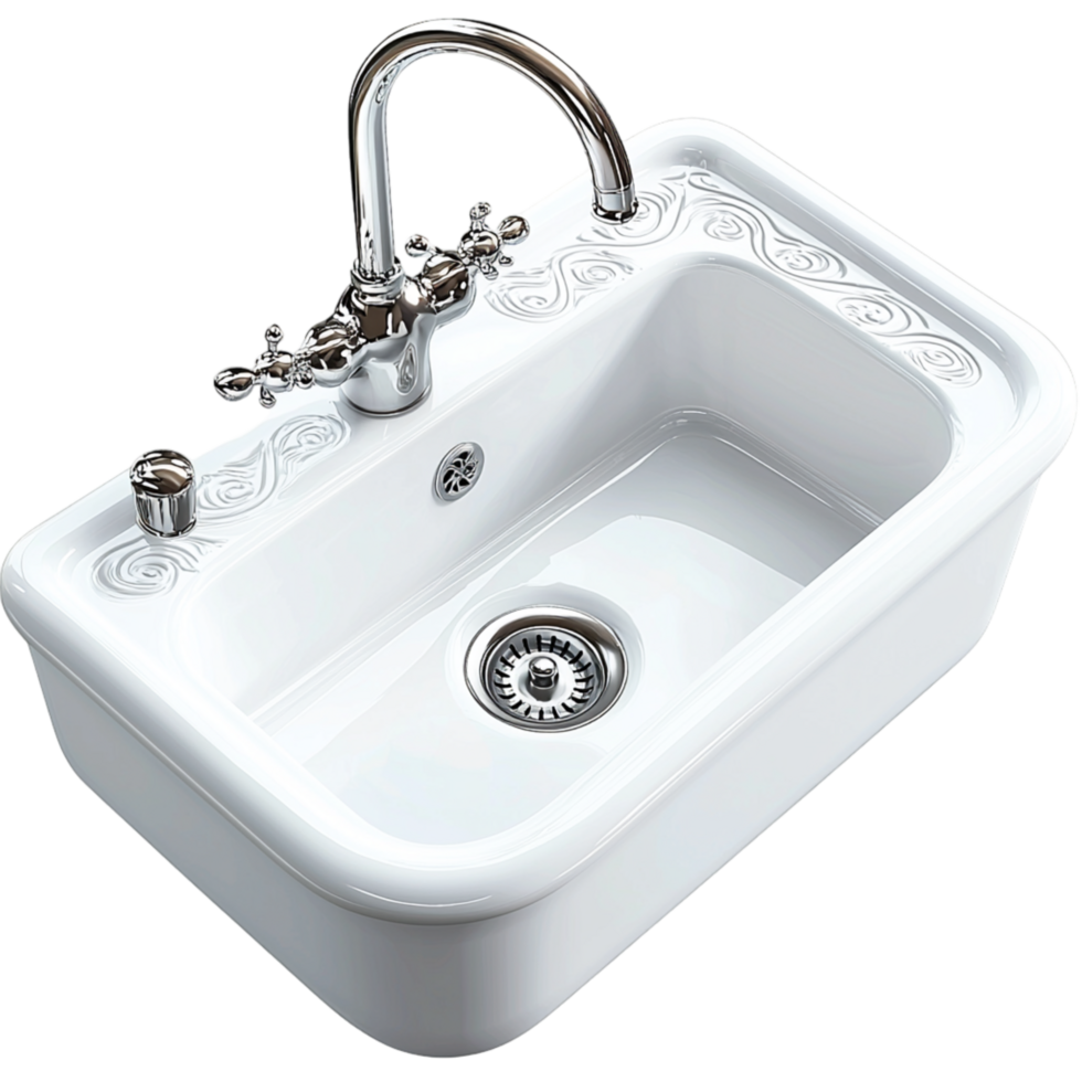 Classic white sink brass flows, offering hygiene, function, home essentials. png