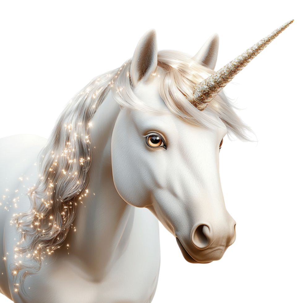 Ethereal unicorn a radiant shimmering horn, its flowing pastel mane embodying mythical fantasy enchanting magic. png