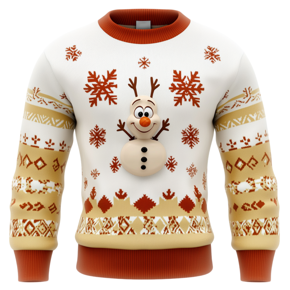 Cozy ivory sweater intricate crimson embroidery folded neatly, offering timeless warmth classic style for chilly winter evenings. png