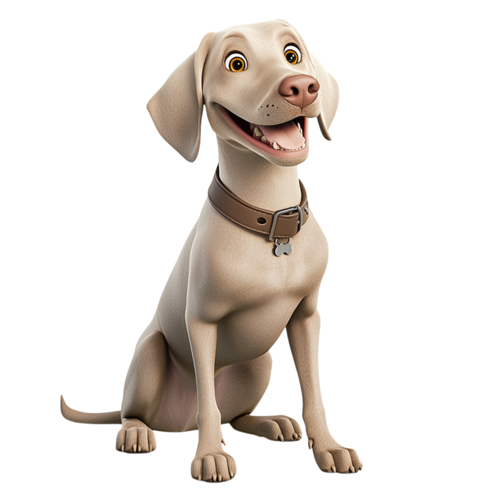 Lively Weimaraner piercing blue eyes lolling tongue expresses boundless energy, playful mischief, affectionate companionship. png