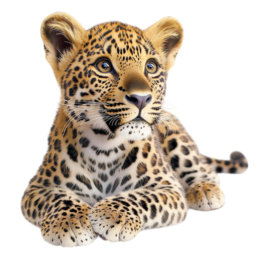 Majestic leopard lounging effortlessly in golden sunlight displays its sleek spotted coat, wild agility, the untamed beauty of nature. png
