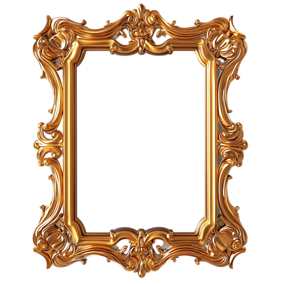 Ornate golden mirror framed elegant detailing reflects sophistication timeless beauty, the classic charm of luxurious interior dcor. png