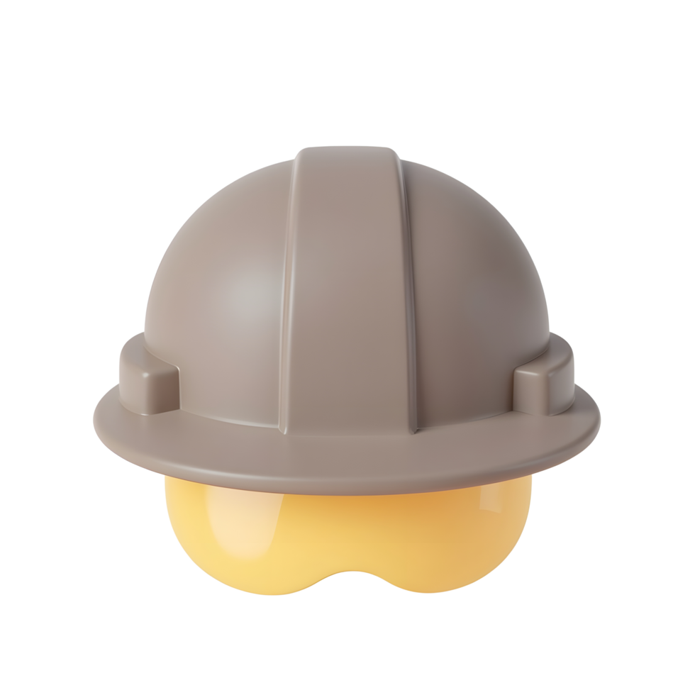 Construction Helmet Protects Yellow Shape Head on White Background png
