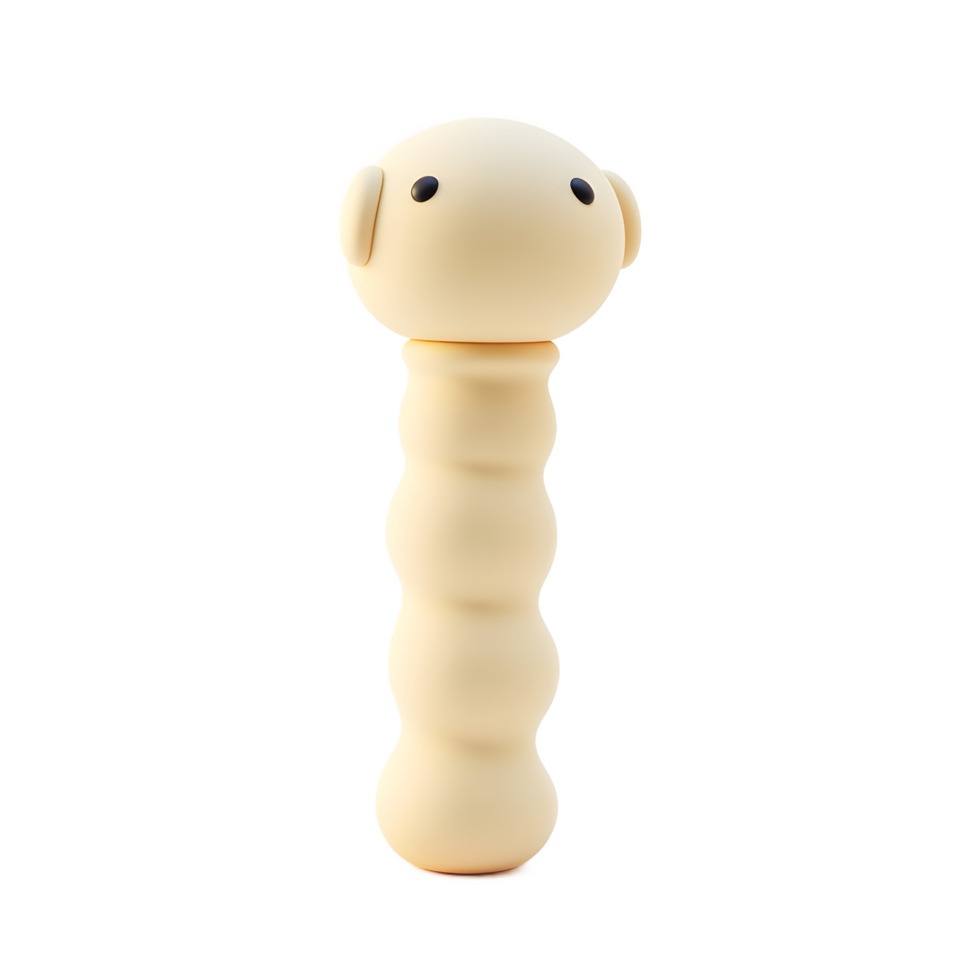 Standing figure toy with rounded head and segmented body on white png