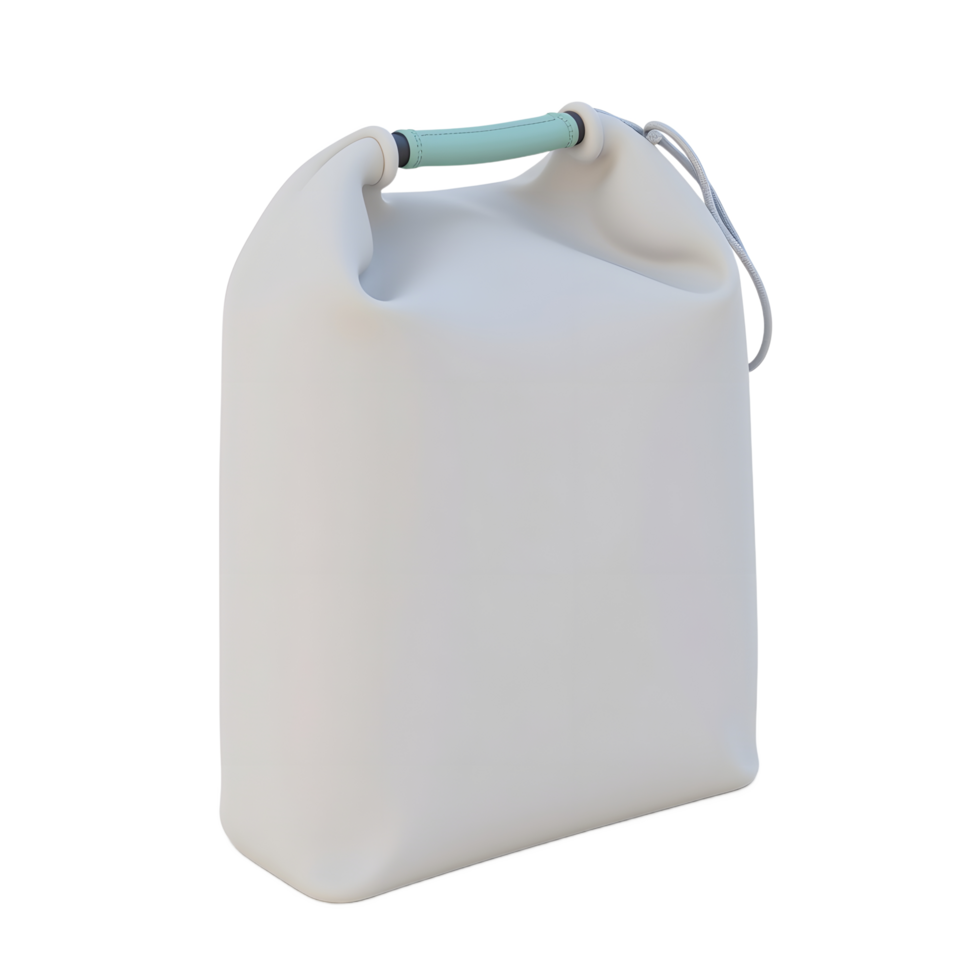 White Container Bag with Handle and Drawstring on White Background png