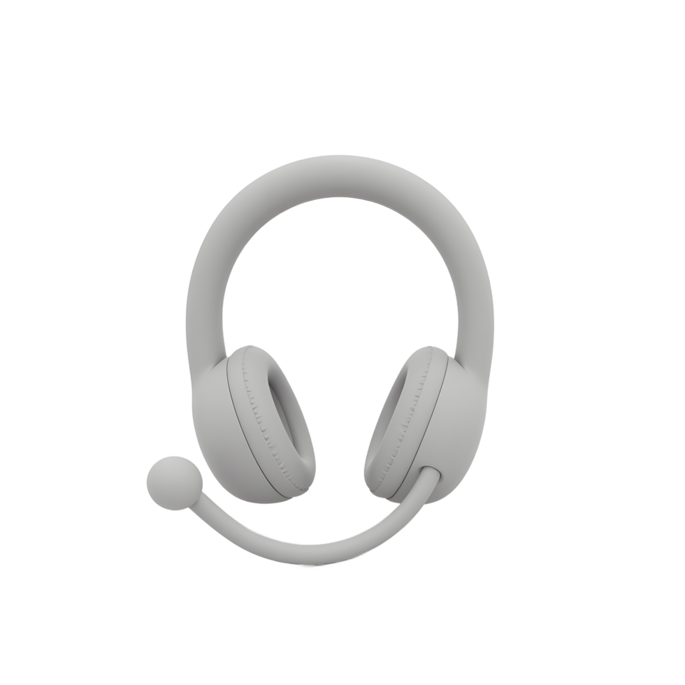 Gray Headset with Microphone for Communication and Online Meetings png