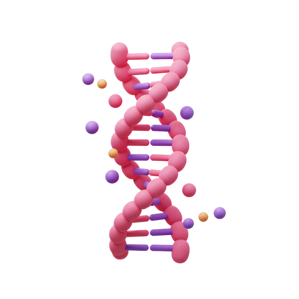 3d Renderização do uma dna molécula com abstrato elementos em branco png