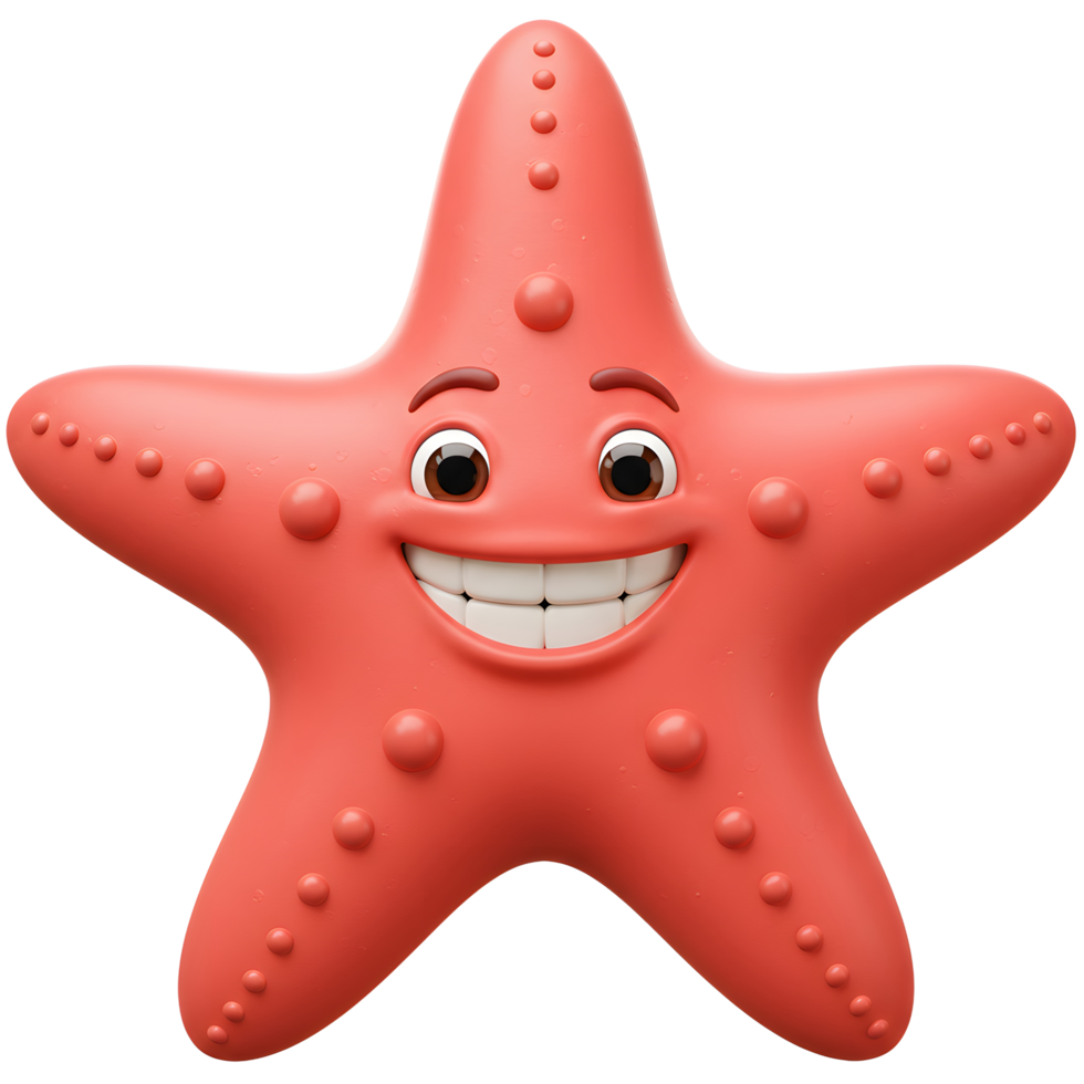 Cartoon Starfish Character with Big Smile for Children's Illustration png