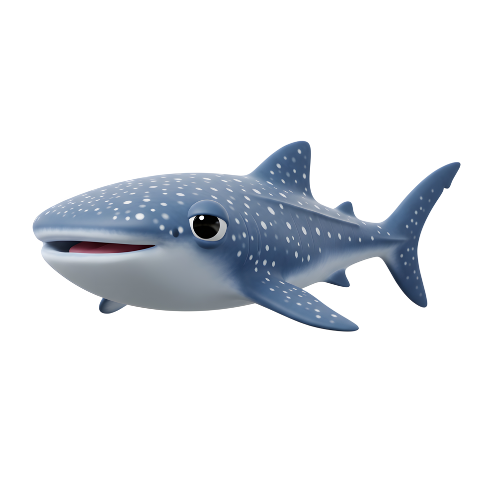 Cartoon Whale Shark Smiling on White Background Cute Marine Life png