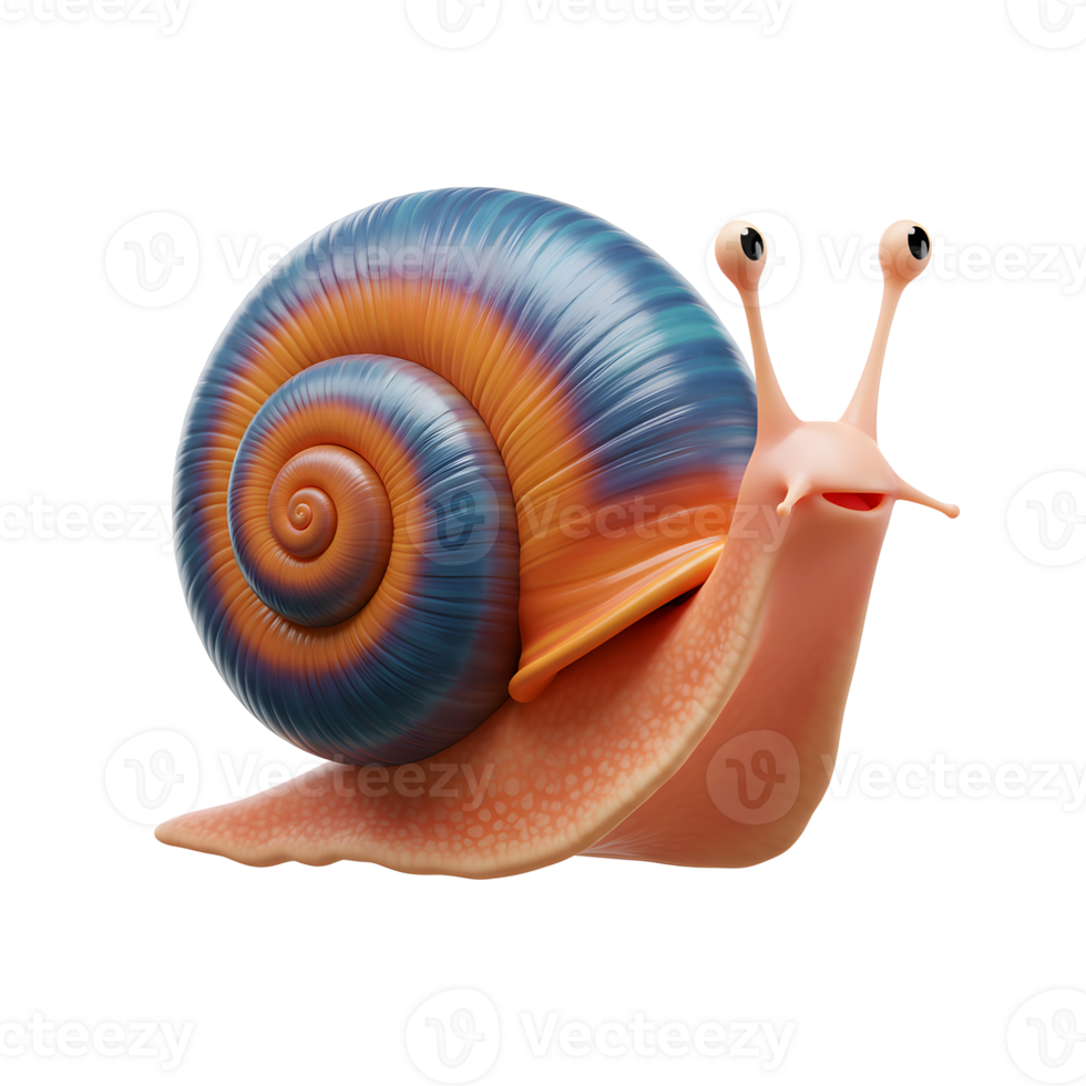 Cartoon Snail with Colorful Shell Isolated on White Background png
