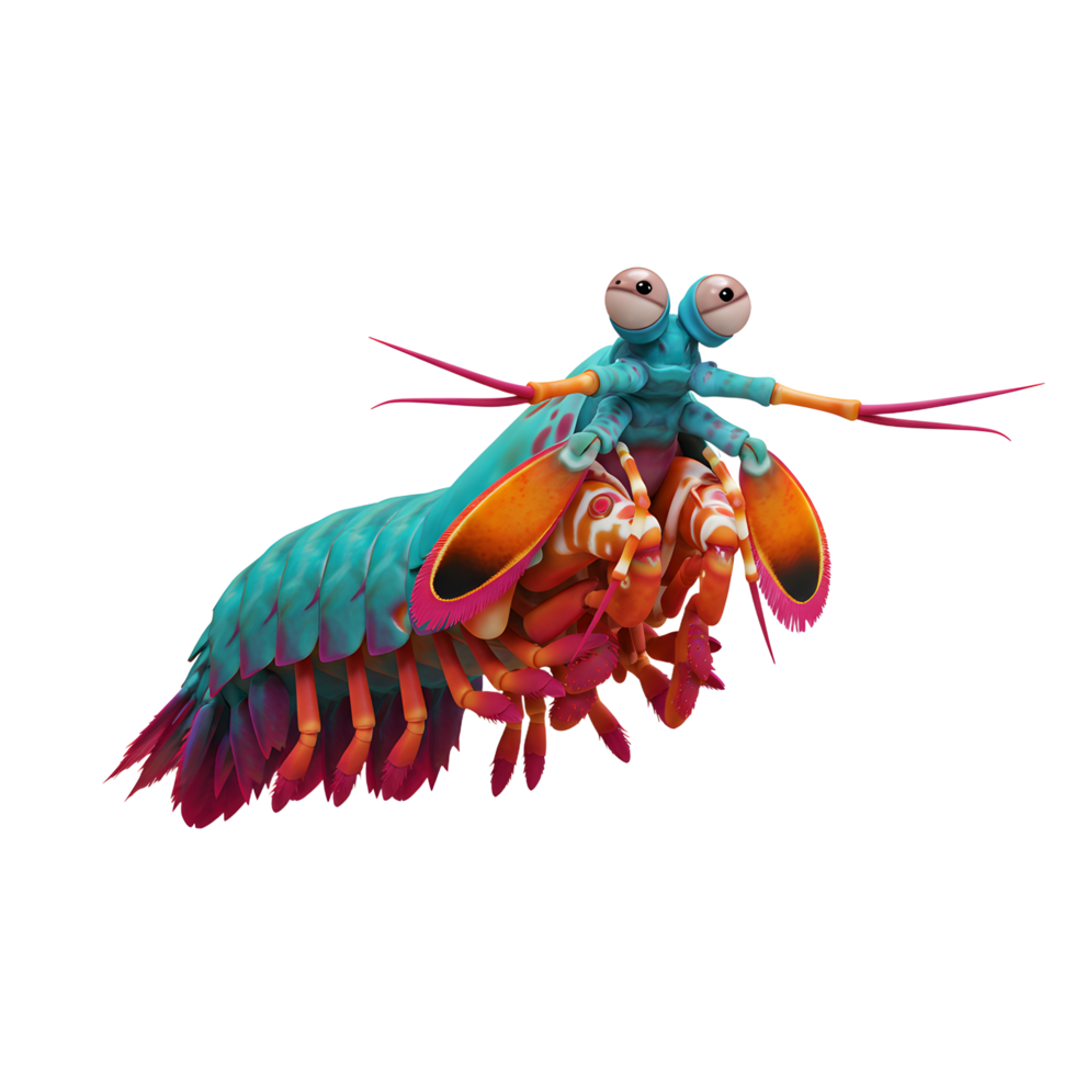 Cartoon Mantis Shrimp with Googly Eyes Isolated on White Background png