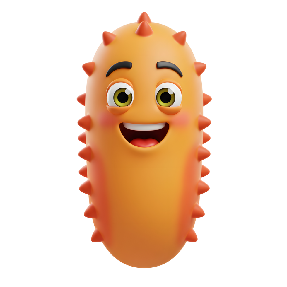 Happy Cartoon Kiwano Character Smiling on White Background Illustration png