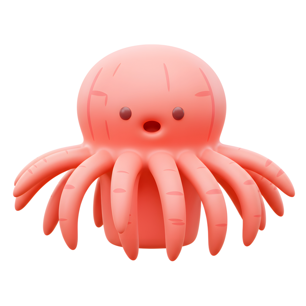 Cute Pink Octopus Character Illustration on White Background for Kids png