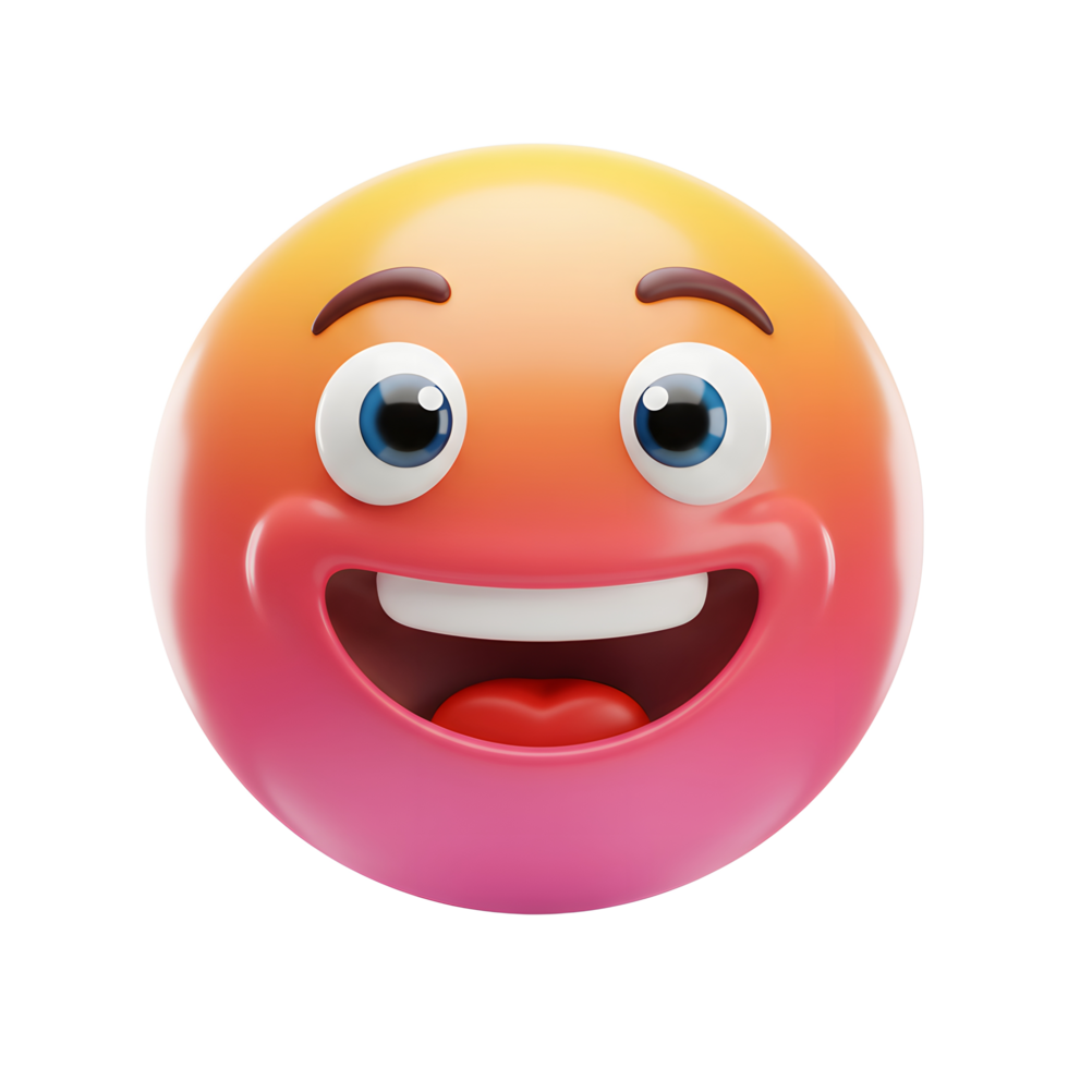 Smiling Emoji with Big Eyes and Teeth Isolated on White Background png