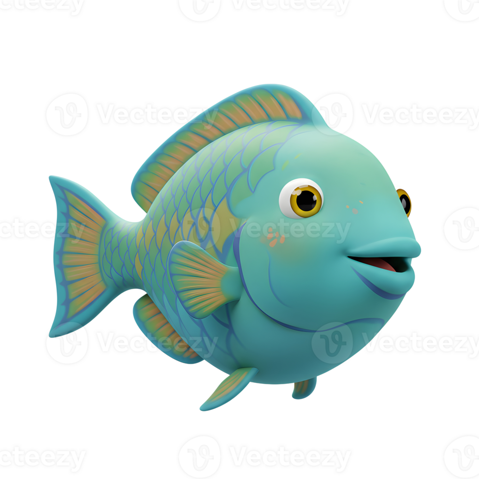 Cartoon Fish Character Smiling Isolated on White Background for Children's Content png