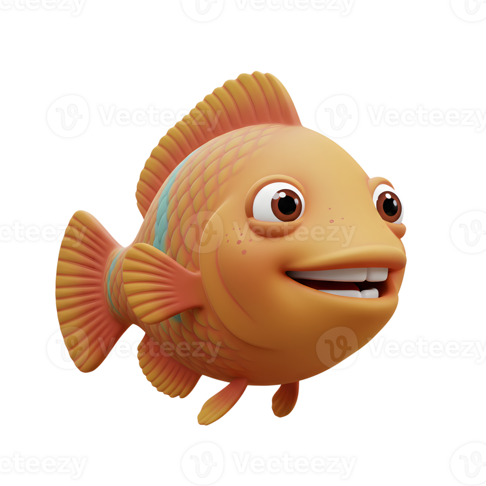 Cartoon Goldfish Swimming with a Friendly Smile Isolated on White Background png