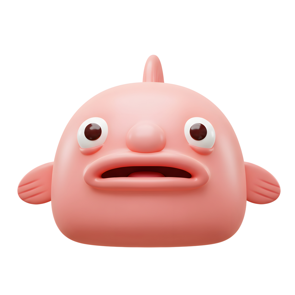 Cartoon Blobfish Illustration with Funny Expression and Pink Color png