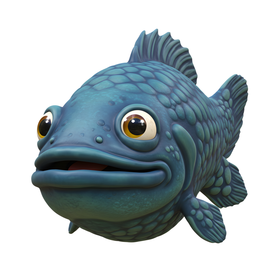 Cartoon Fish Character with Open Mouth on White Background png