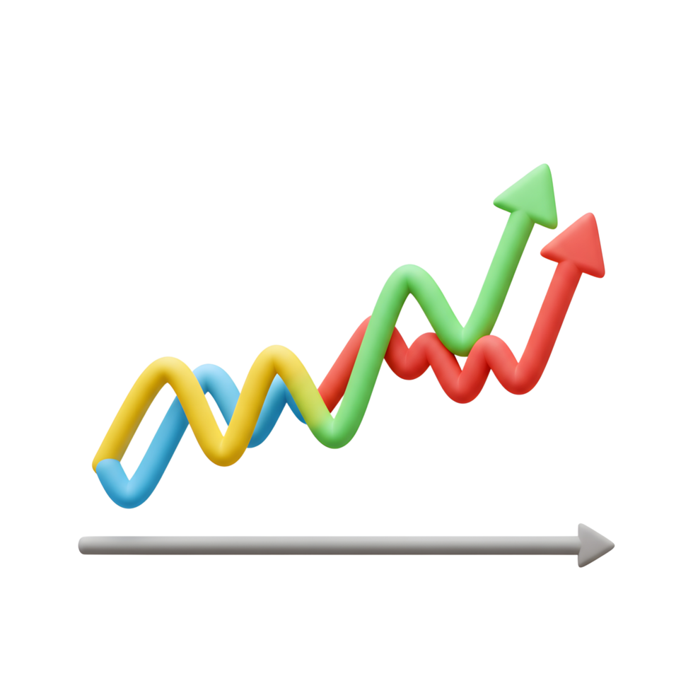 Colorful Arrow Chart Showing Growth and Progress on White Background png