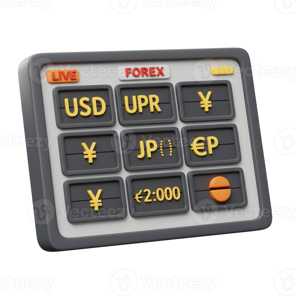 Forex Trading Monitor with Currency Symbols Including USD and Yen png
