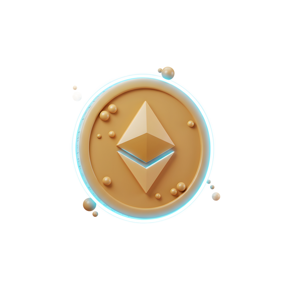 Ethereum Coin Illustration with Neon Glow Effect for Cryptocurrency Concepts png