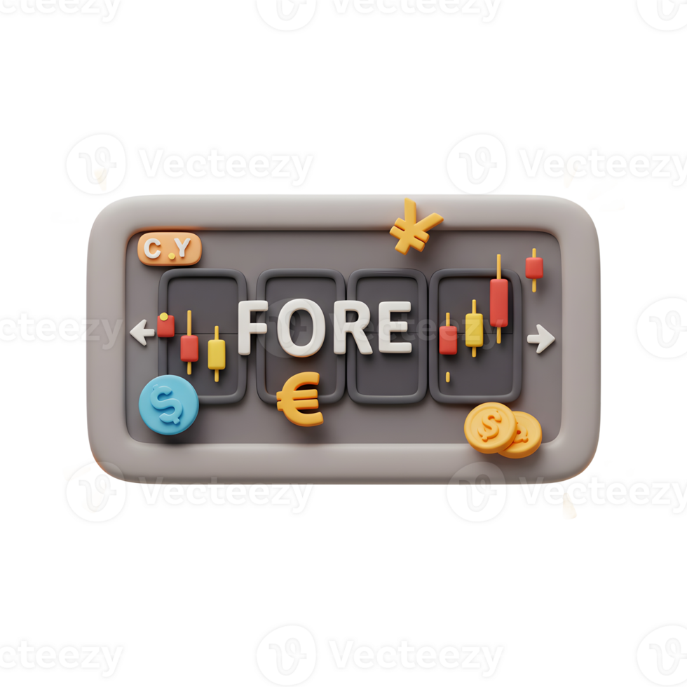 Forex Trading Concept with Currency Symbols and Candlestick Chart Illustration png