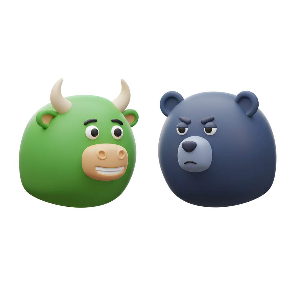 Cartoon Bull and Bear Depicting Financial Market Trends Optimism and Pessimism png