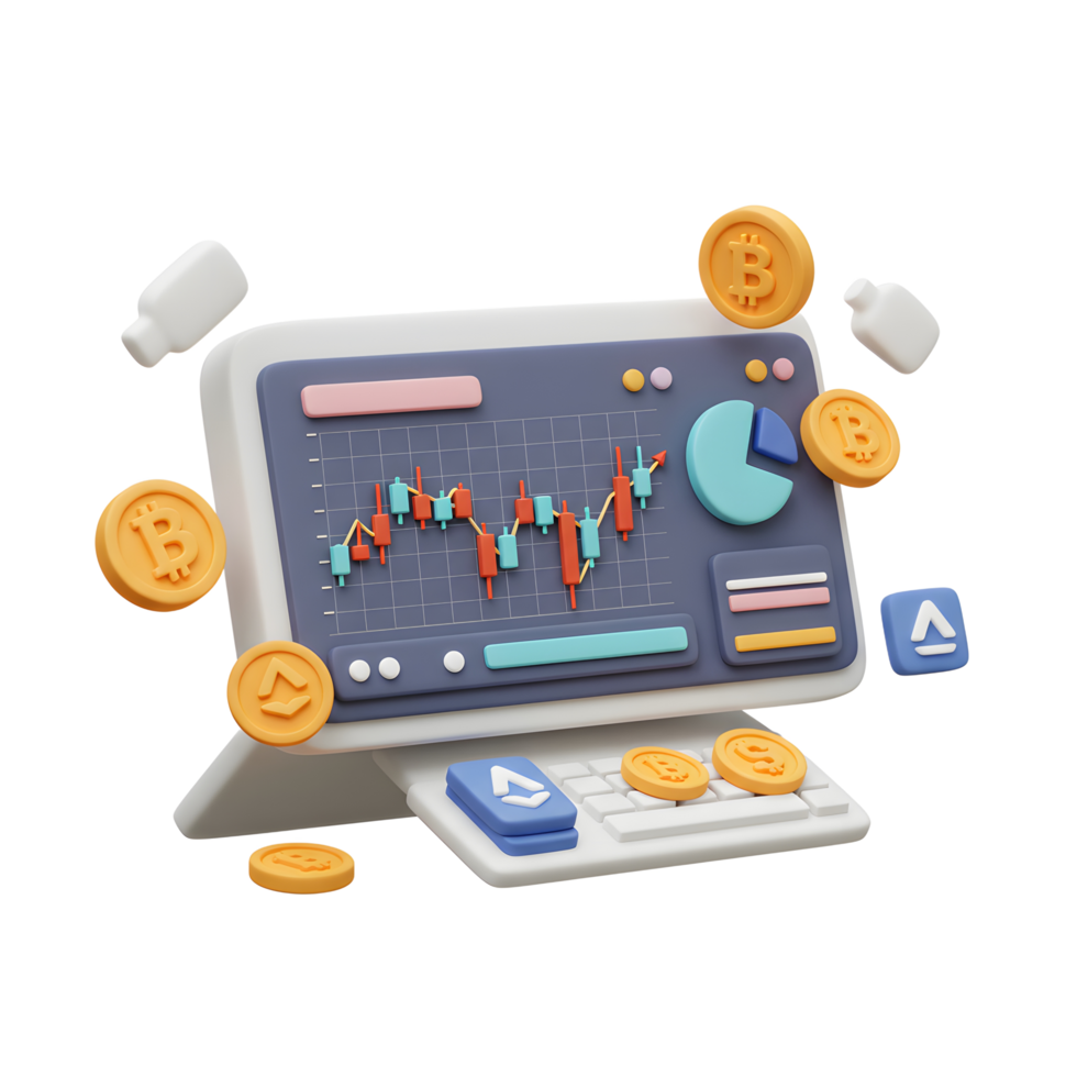 Cryptocurrency Trading Chart with Bitcoin and Altcoin Investment on Computer png